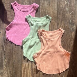 Bundle Ribbed Tank Top - Pink, Green, Orange